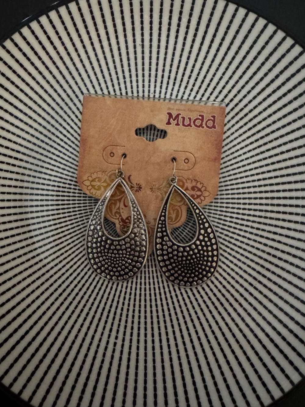Mudd Silver-Tone Teardrop Dotted Earrings